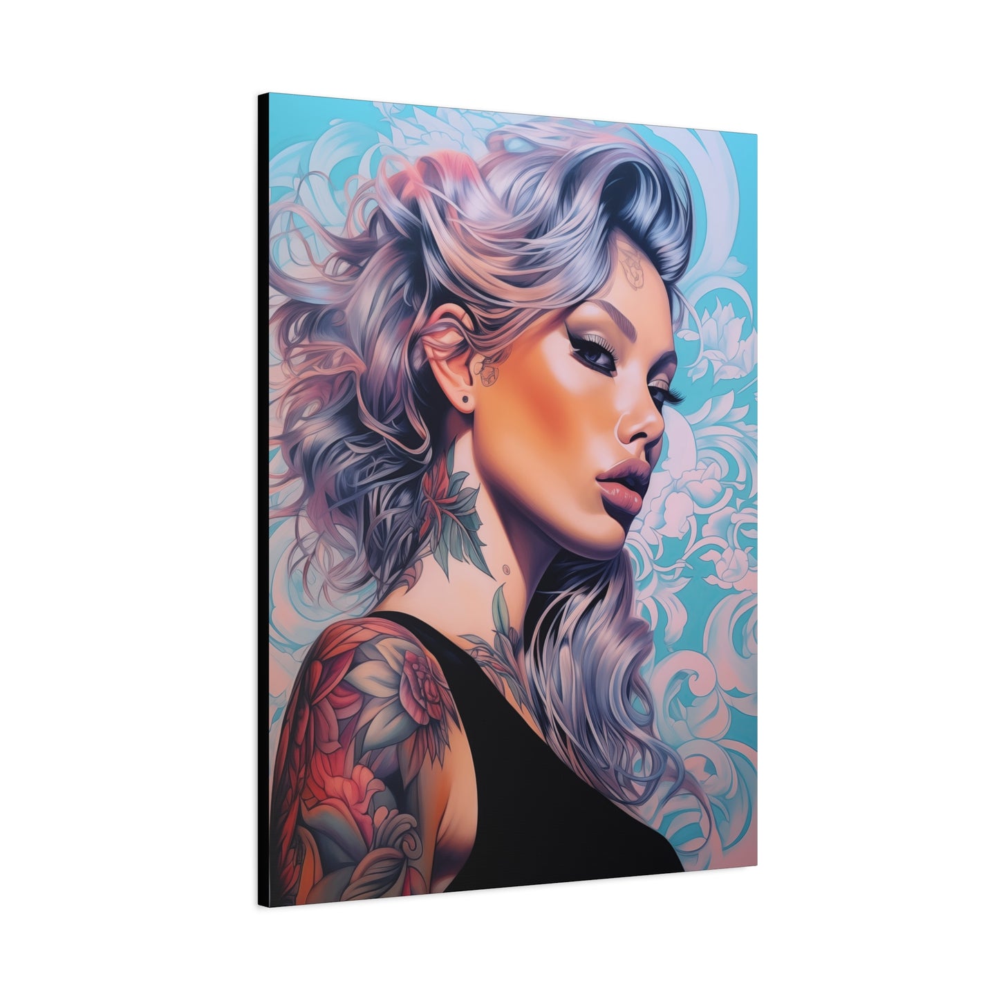 Gallery Wrapped Canvas, Edgy Tattooed Beauty, Urban Pop Art Canvas – Arabella