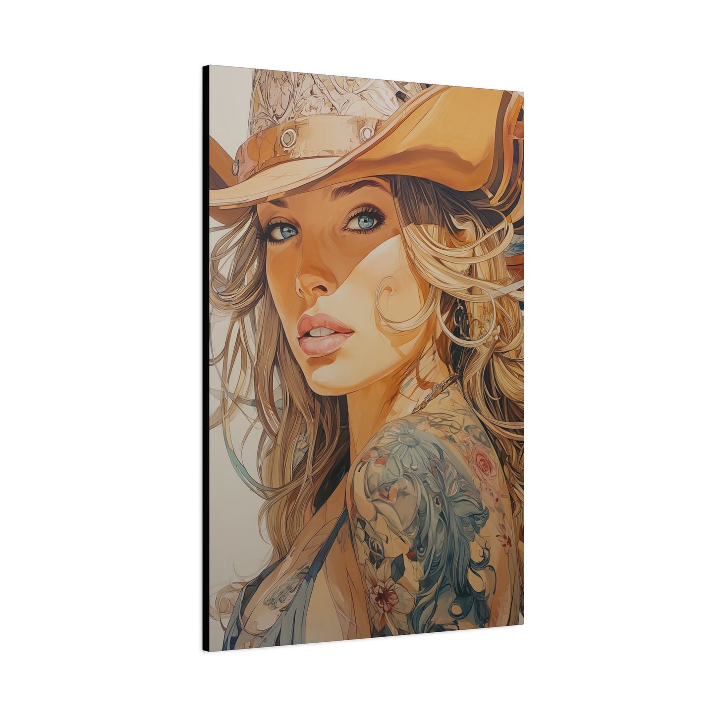 Gallery Wrapped Canvas, Wranglers and Wreckage Art Canvas, Erotic Pinup Art Canvas – Annie