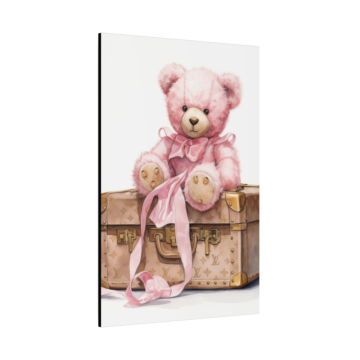 Canvas Gallery Wrap - Designer Inspired Trunk Bear Wall Art - Gold Buttons