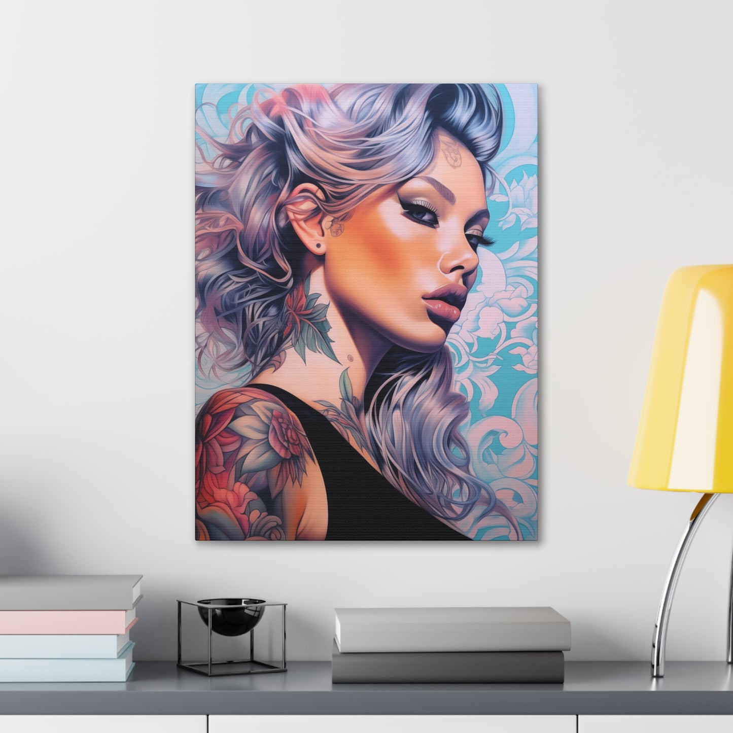 Gallery Wrapped Canvas, Edgy Tattooed Beauty, Urban Pop Art Canvas – Arabella