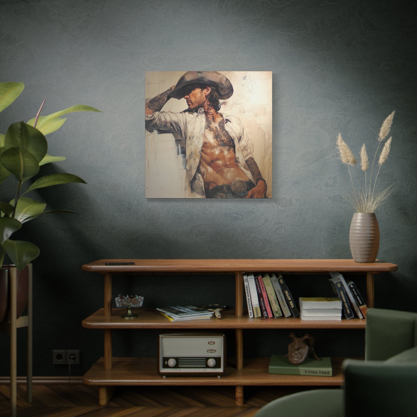 Gallery Wrapped Canvas, Wranglers and Wreckage Art Canvas, Erotic Pinup Art Canvas – Wyatt