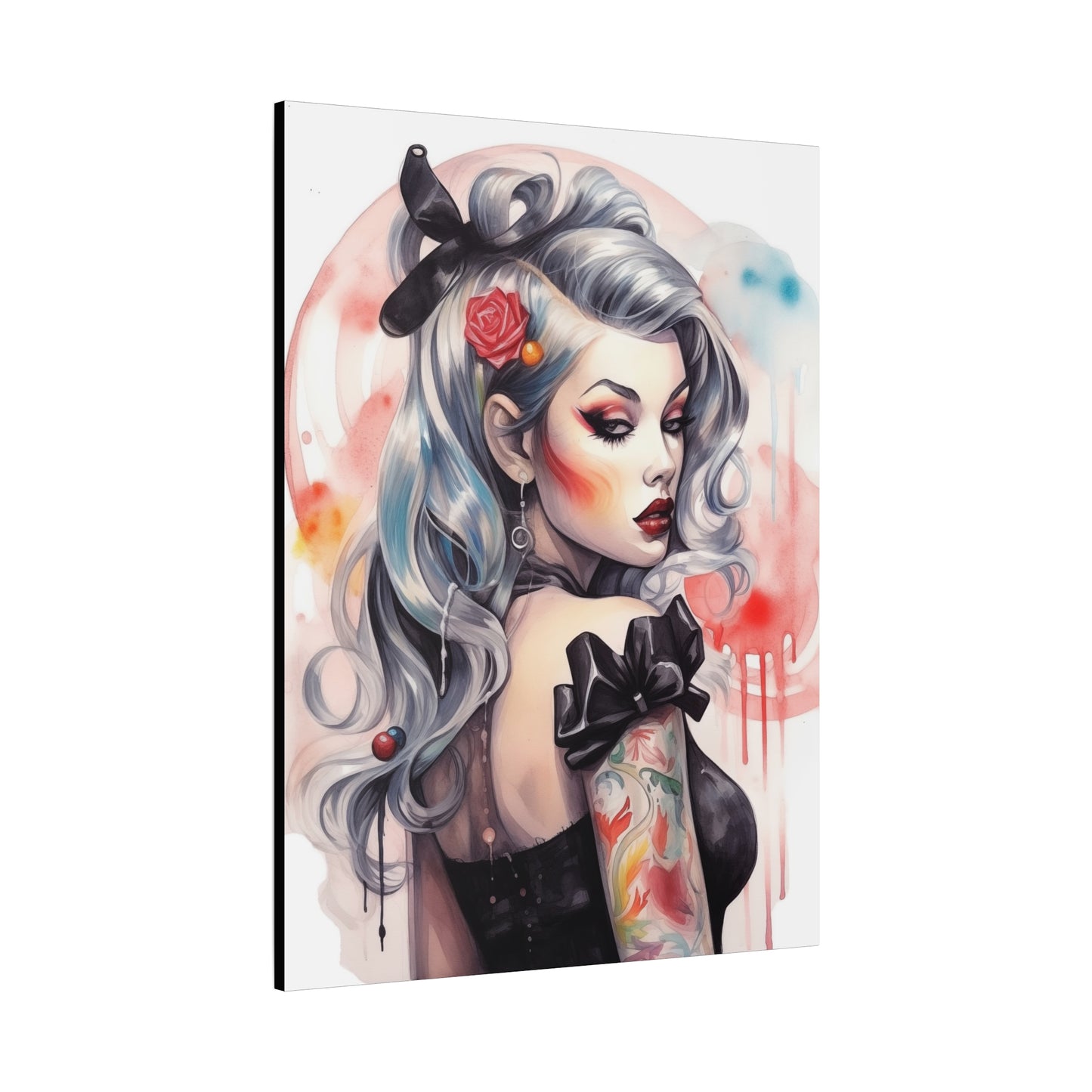 Gallery Wrapped Canvas, Edgy Tattooed Beauty, Urban Pop Art Canvas – Sabella