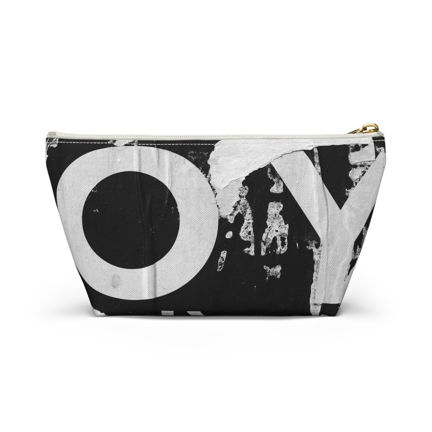 Accessory Pouch - Torn Poster Street Art Makeup Bag - Black and White YO - Urban Street Art