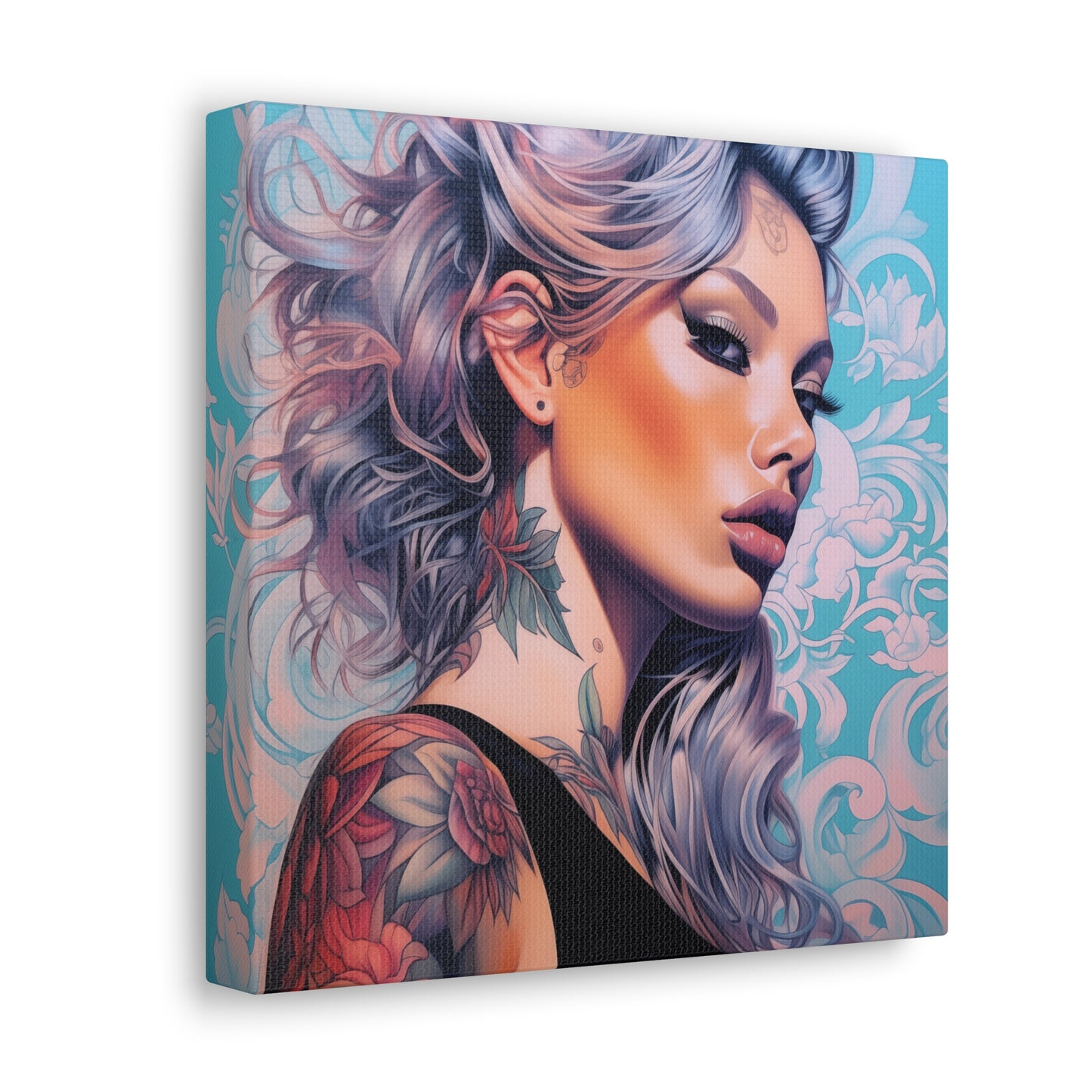 Gallery Wrapped Canvas, Edgy Tattooed Beauty, Urban Pop Art Canvas – Arabella