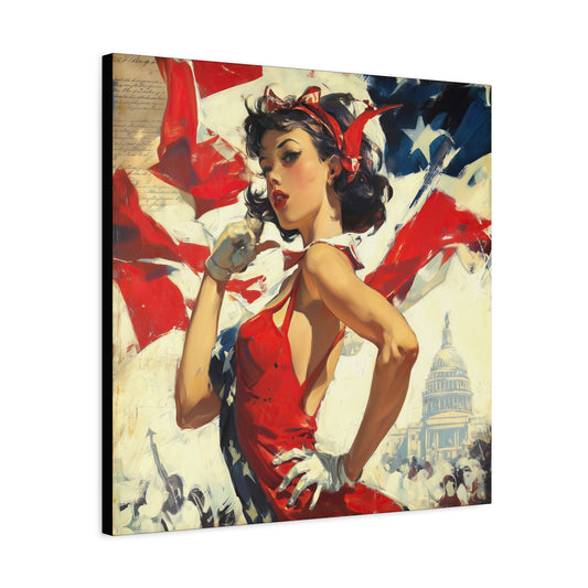 Gallery Wrapped Canvas, American Nonsense Art Canvas, Political Pinup Art Canvas - Mindy