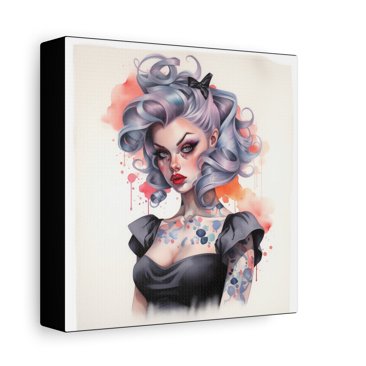Gallery Wrapped Canvas, Edgy Tattooed Beauty, Urban Pop Art Canvas – Noelle