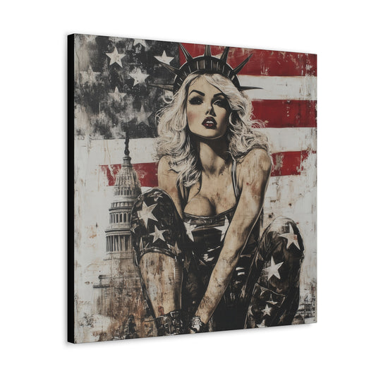 Gallery Wrapped Canvas, Liberty and Lace Art Canvas, Patriotic Art Canvas – Kimberly