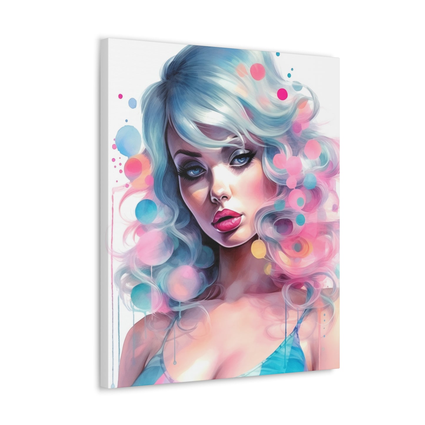 Canvas Gallery Wrapped High-Fashion Wall Art, Stylish Decor, Retro Femme Doll Pop Art – Sylvie