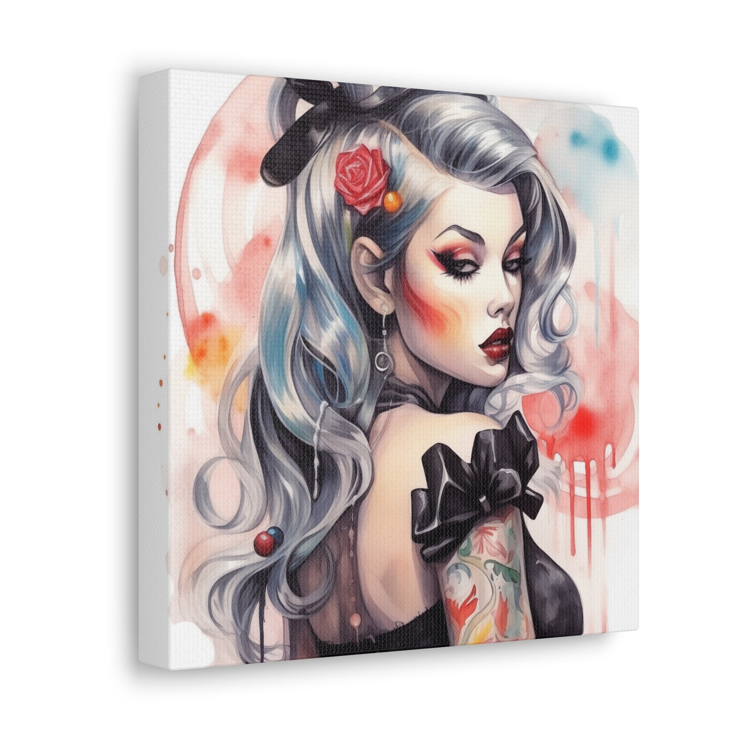 Gallery Wrapped Canvas, Edgy Tattooed Beauty, Urban Pop Art Canvas – Sabella