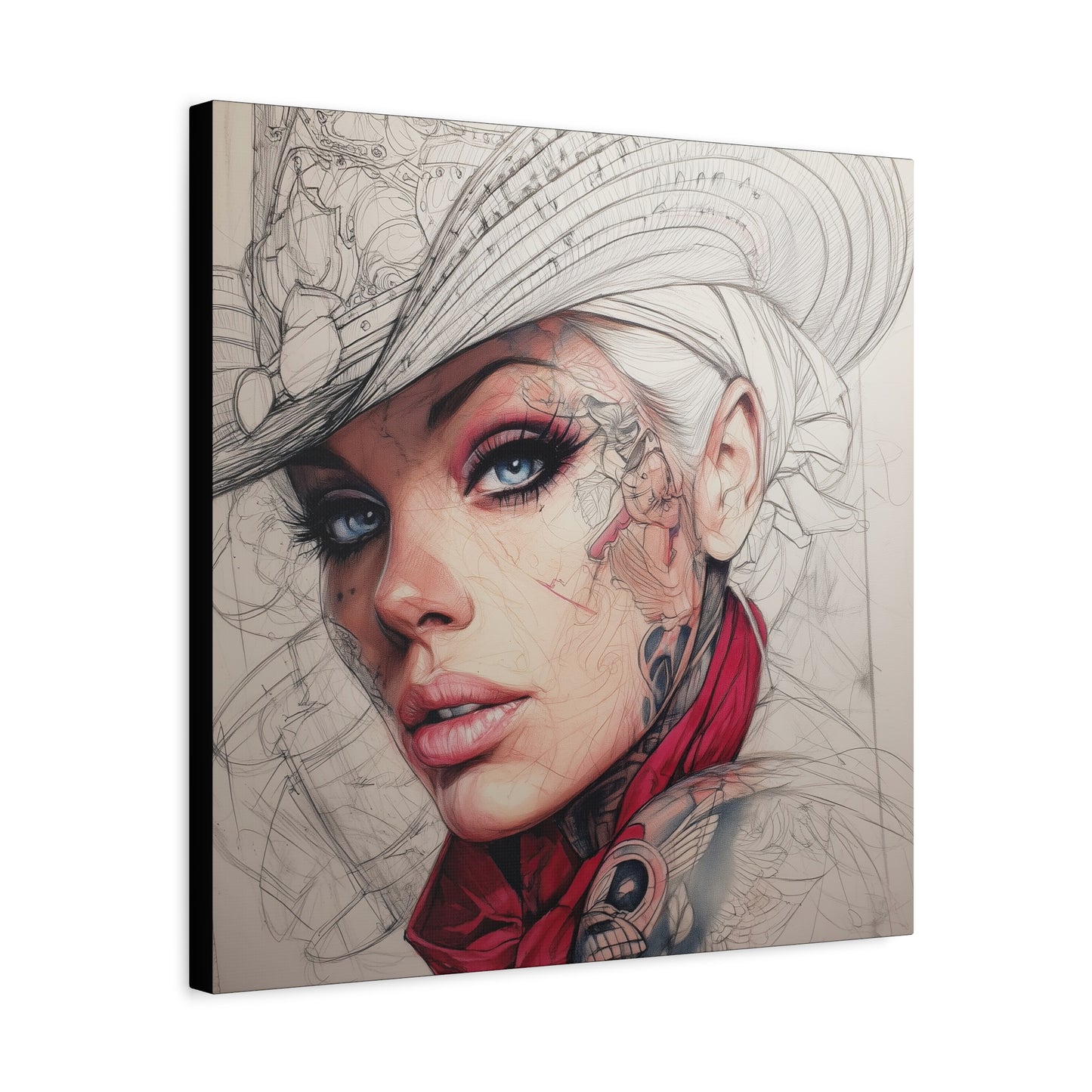 Gallery Wrapped Canvas, Wranglers and Wreckage Art Canvas, Erotic Pinup Art Canvas – Pearl