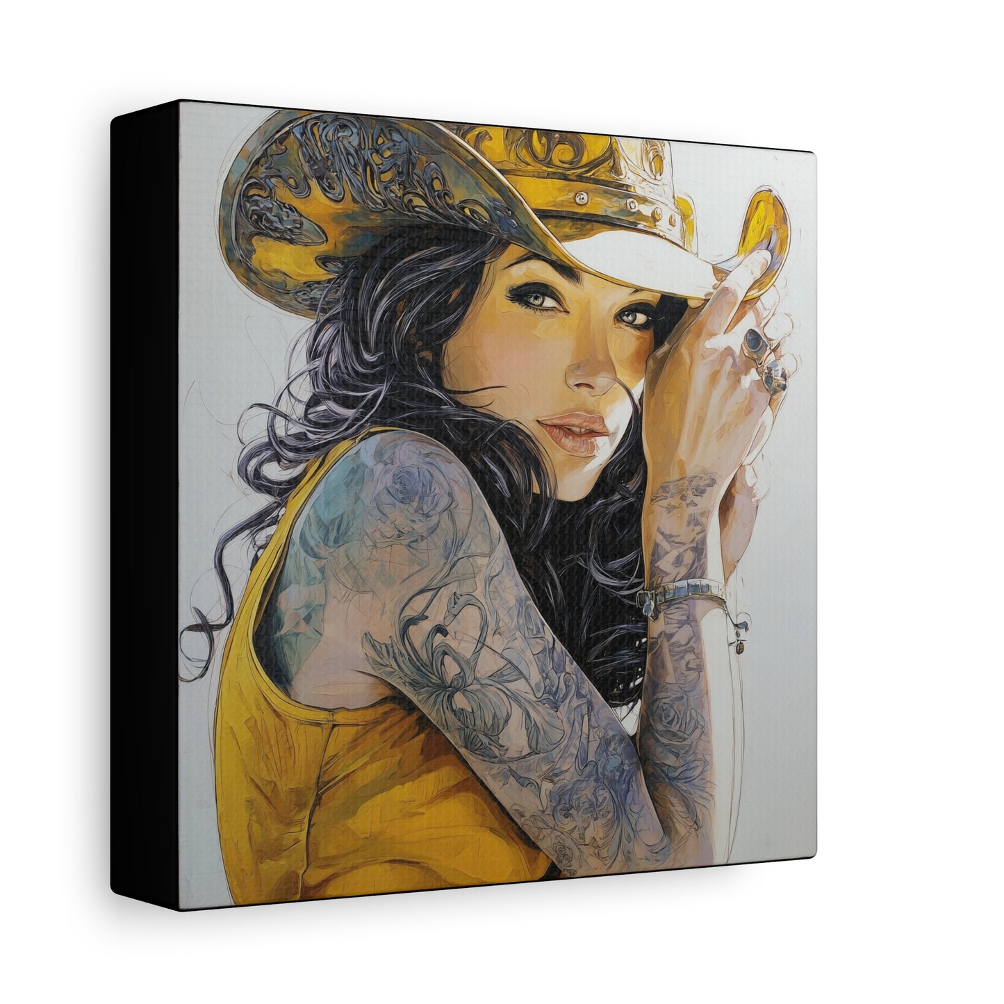 Gallery Wrapped Canvas, Wranglers and Wreckage Art Canvas, Erotic Pinup Art Canvas – Delilah
