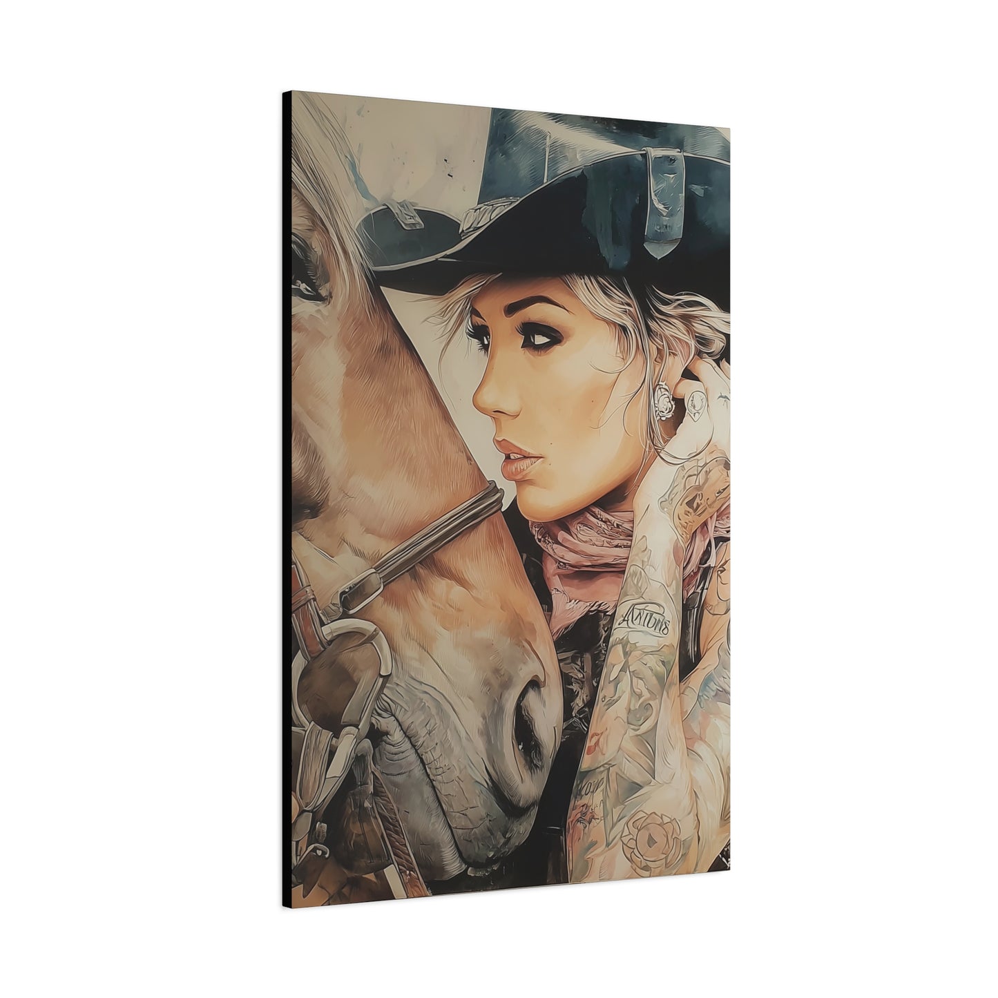Gallery Wrapped Canvas, Wranglers and Wreckage Art Canvas, Erotic Pinup Art Canvas – Frankie