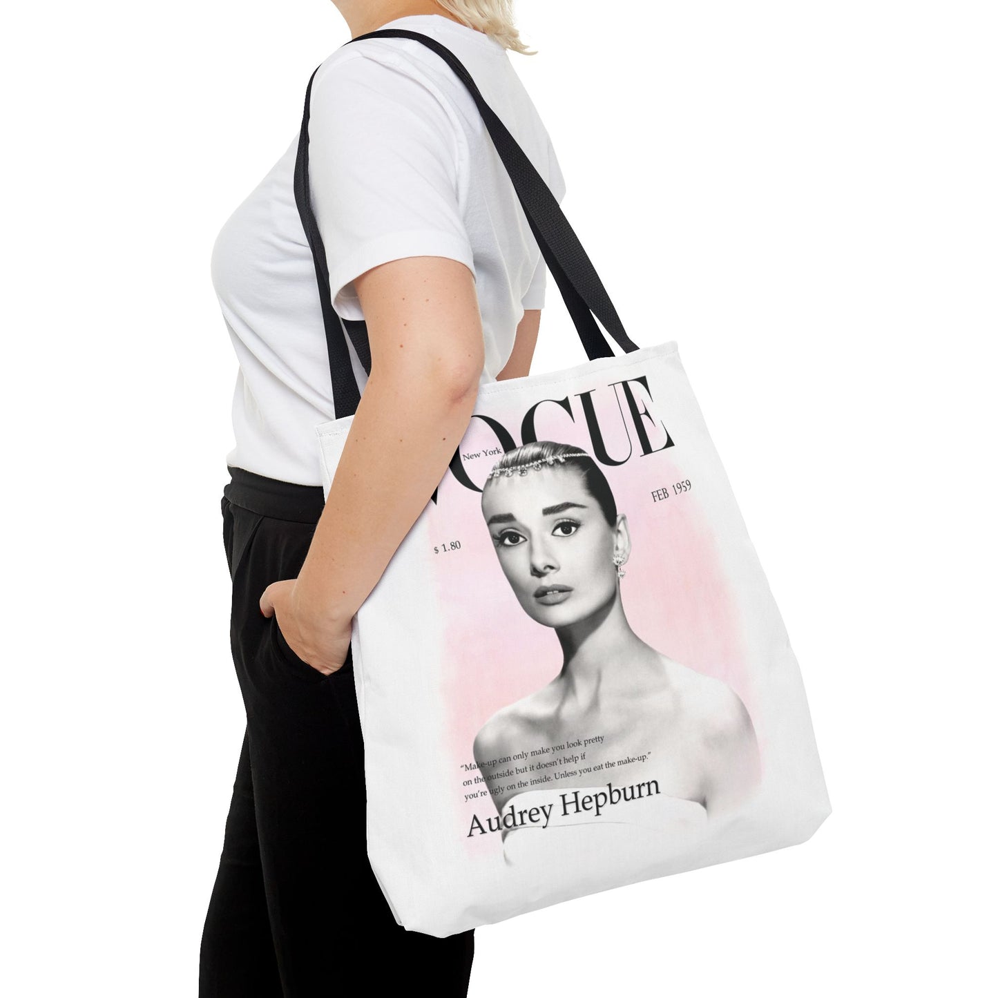 Audrey Hepburn Vogue Tote Bag - Fashion Canvas Tote Bag - Custom Designer Inspired Tote