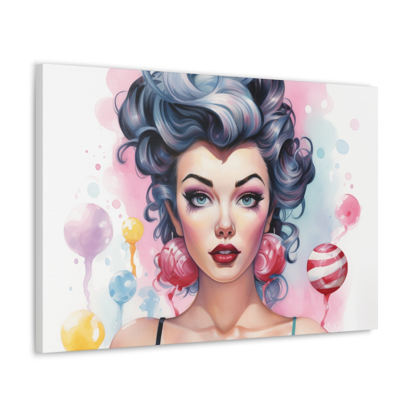 Canvas Gallery Wrapped High-Fashion Wall Art, Stylish Decor, Retro Femme Doll Pop Art – Poppy