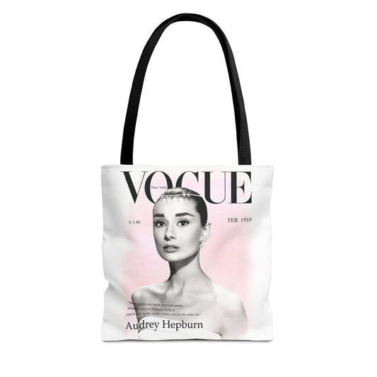 Audrey Hepburn Vogue Tote Bag - Fashion Canvas Tote Bag - Custom Designer Inspired Tote