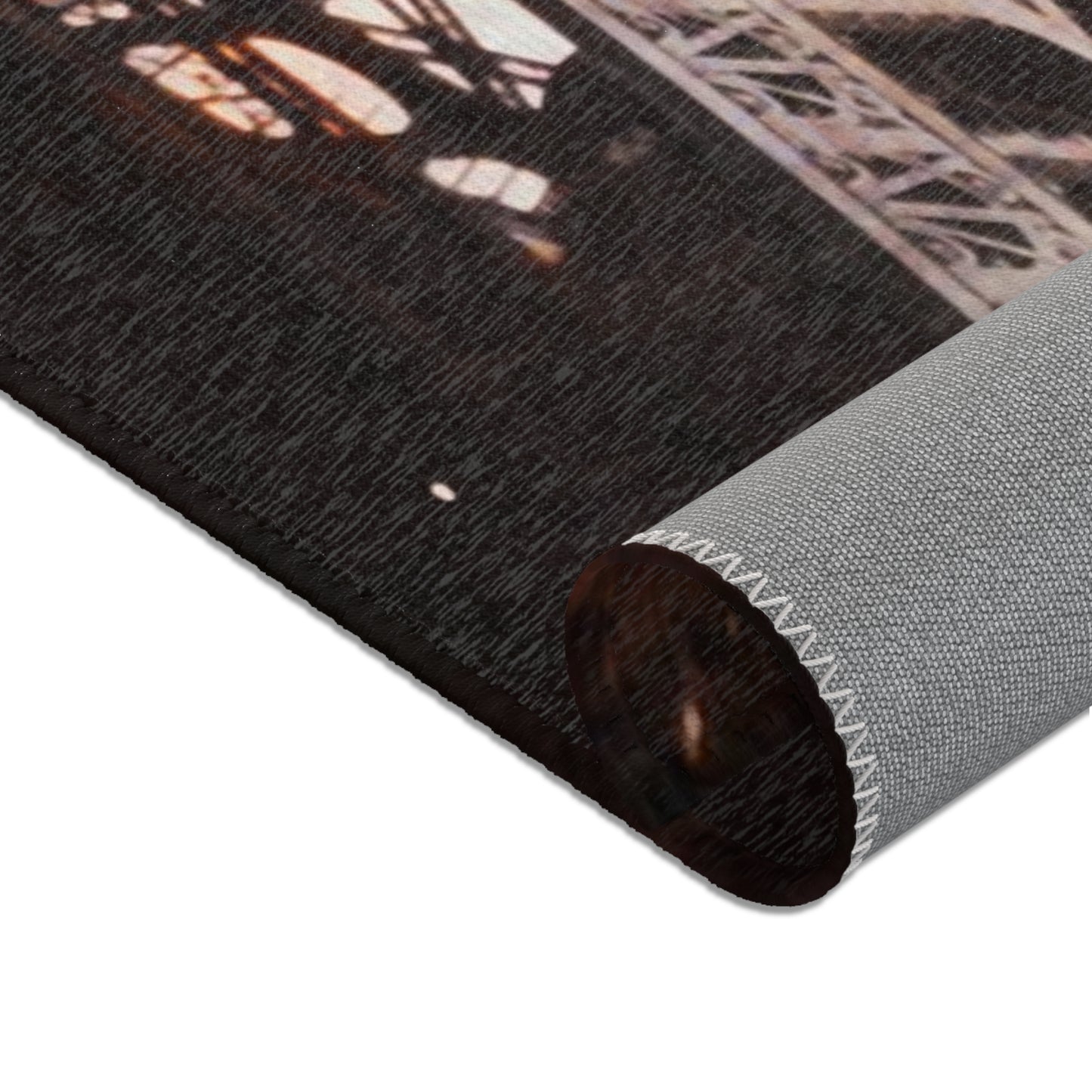 Eiffel Tower Area Rug - Abstract Paris Red Flower Floor Mat - Custom Area Rug