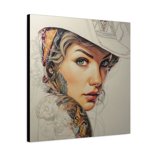 Gallery Wrapped Canvas, Wranglers and Wreckage Art Canvas, Erotic Pinup Art Canvas – Shiloh