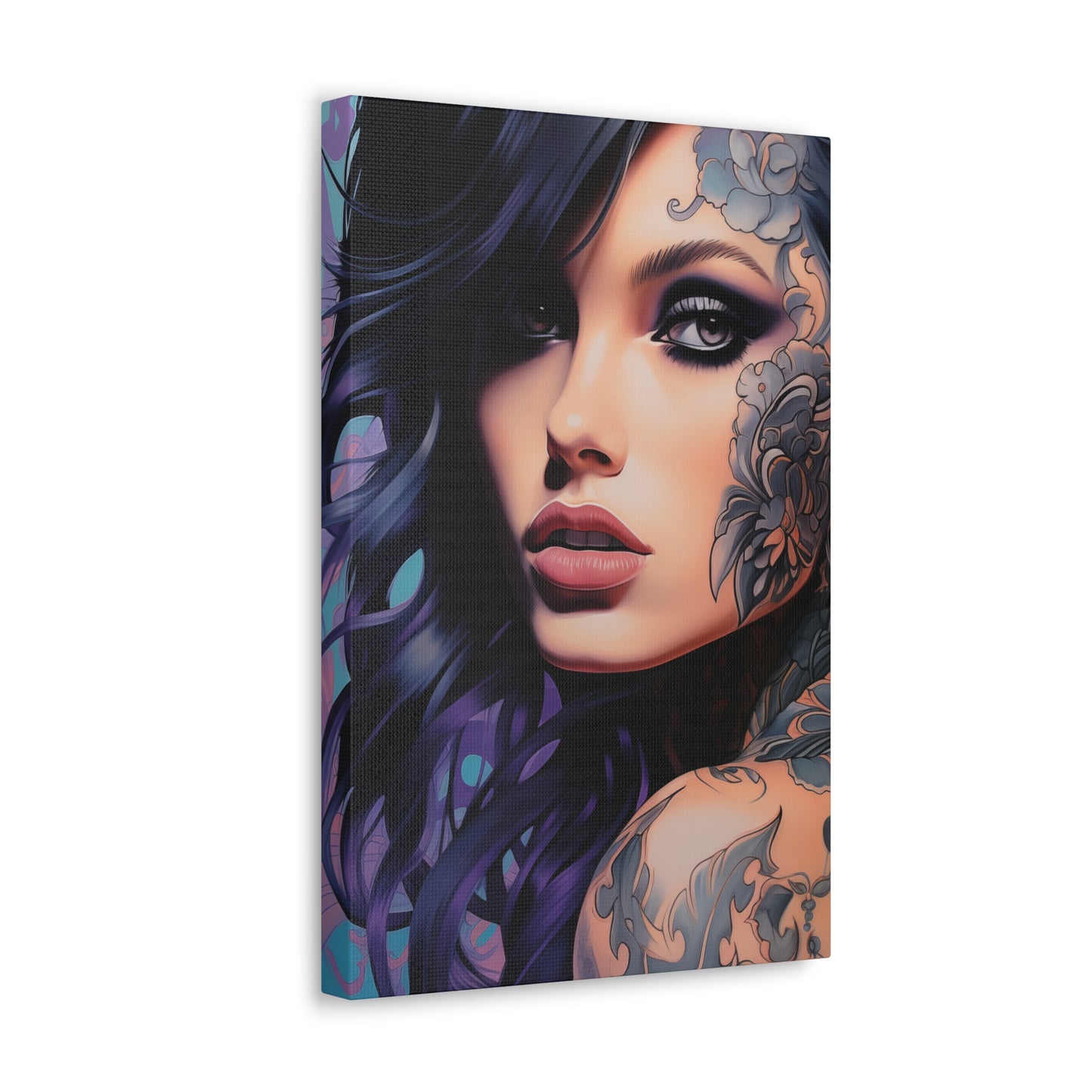 Gallery Wrapped Canvas, Edgy Tattooed Beauty, Urban Pop Art Canvas – Dominique