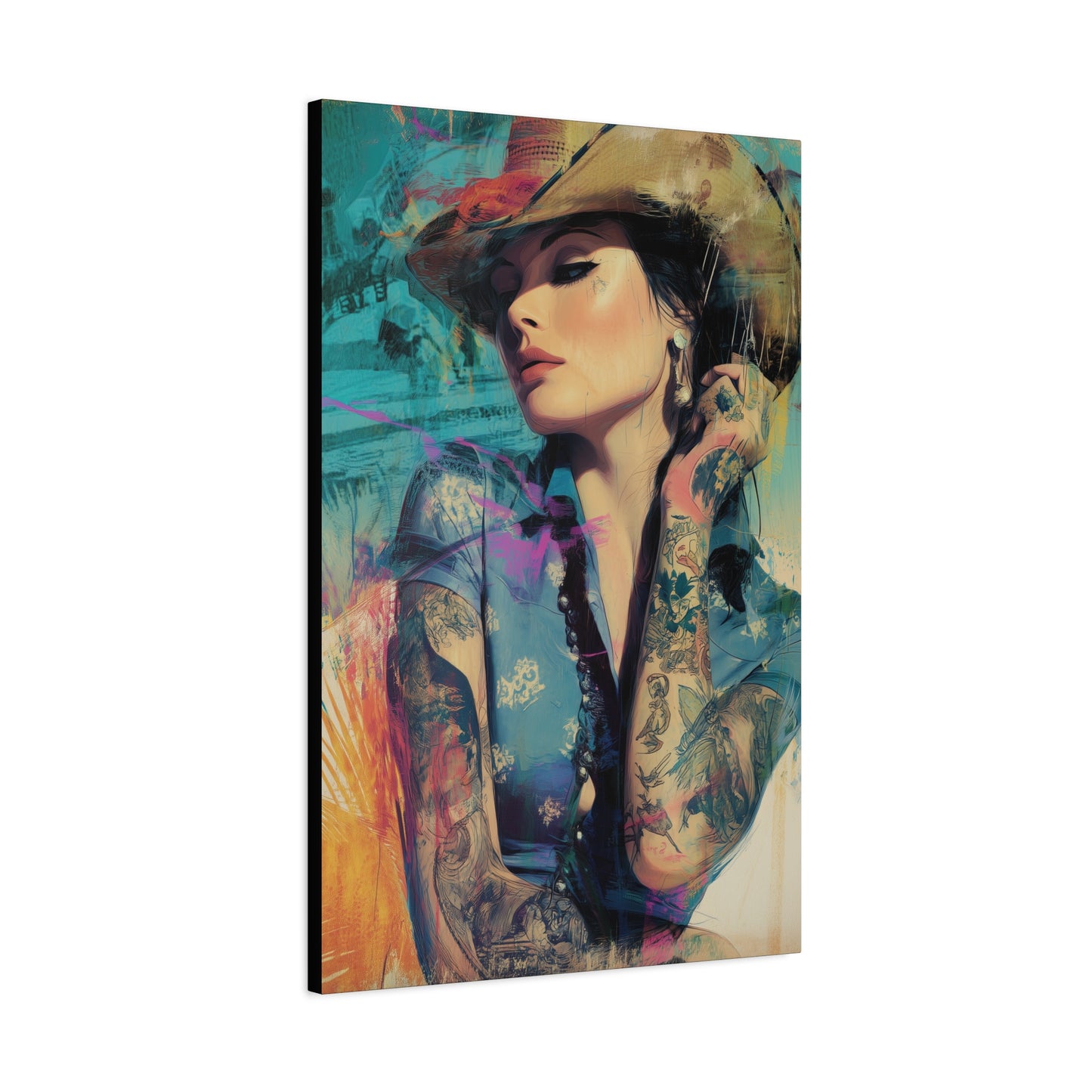 Gallery Wrapped Canvas, Wranglers and Wreckage Art Canvas, Erotic Pinup Art Canvas – Sierra