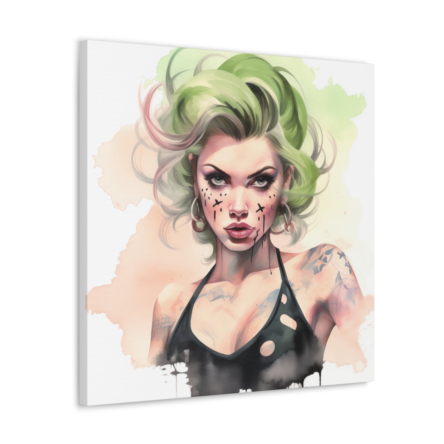 Gallery Wrapped Canvas, Edgy Tattooed Beauty, Urban Pop Art Canvas – Ivy