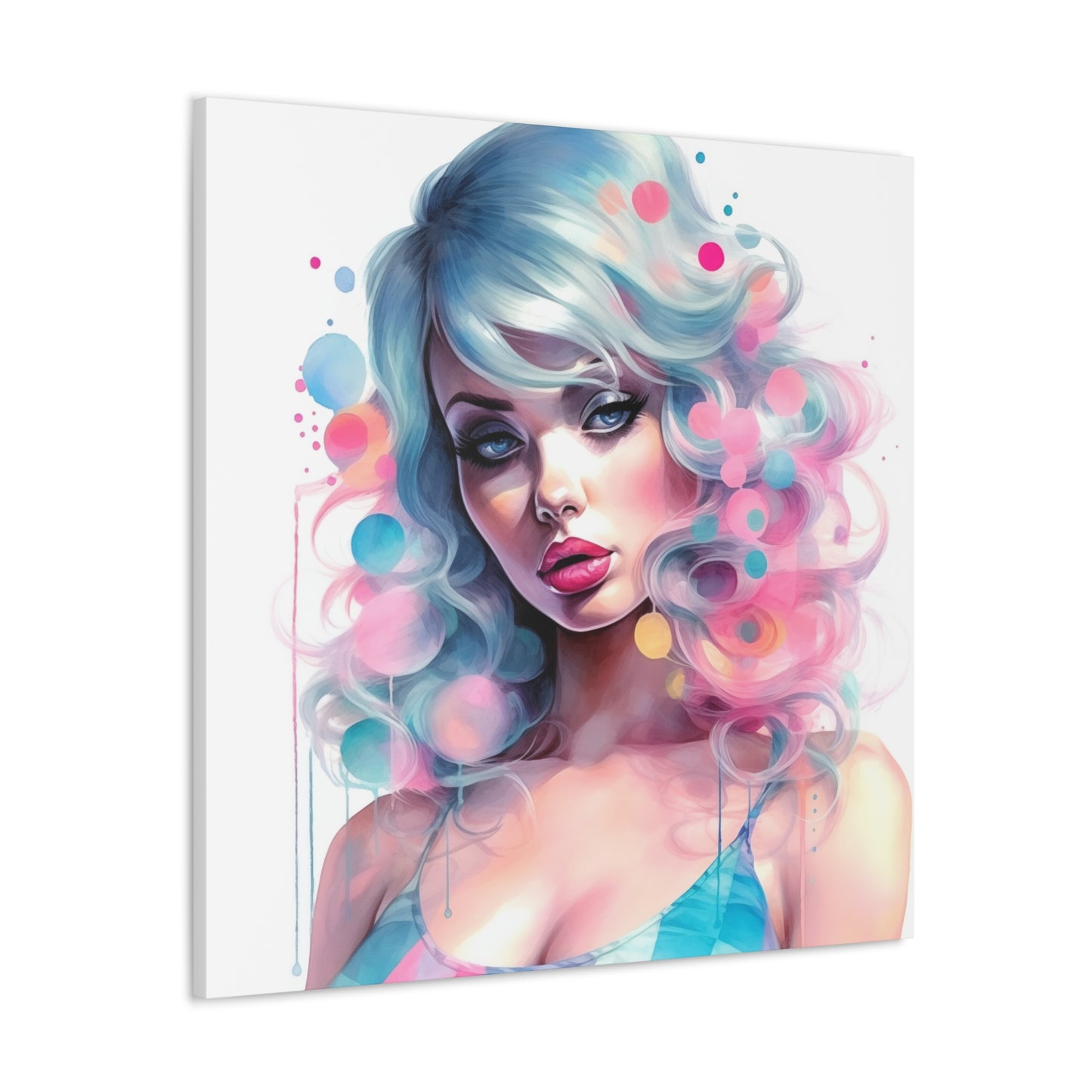 Canvas Gallery Wrapped High-Fashion Wall Art, Stylish Decor, Retro Femme Doll Pop Art – Sylvie