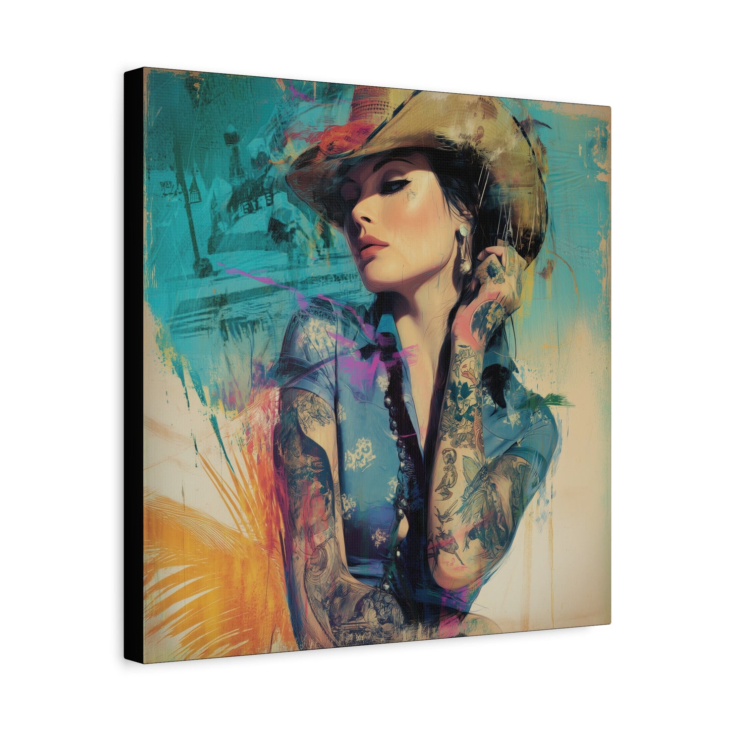 Gallery Wrapped Canvas, Wranglers and Wreckage Art Canvas, Erotic Pinup Art Canvas – Sierra