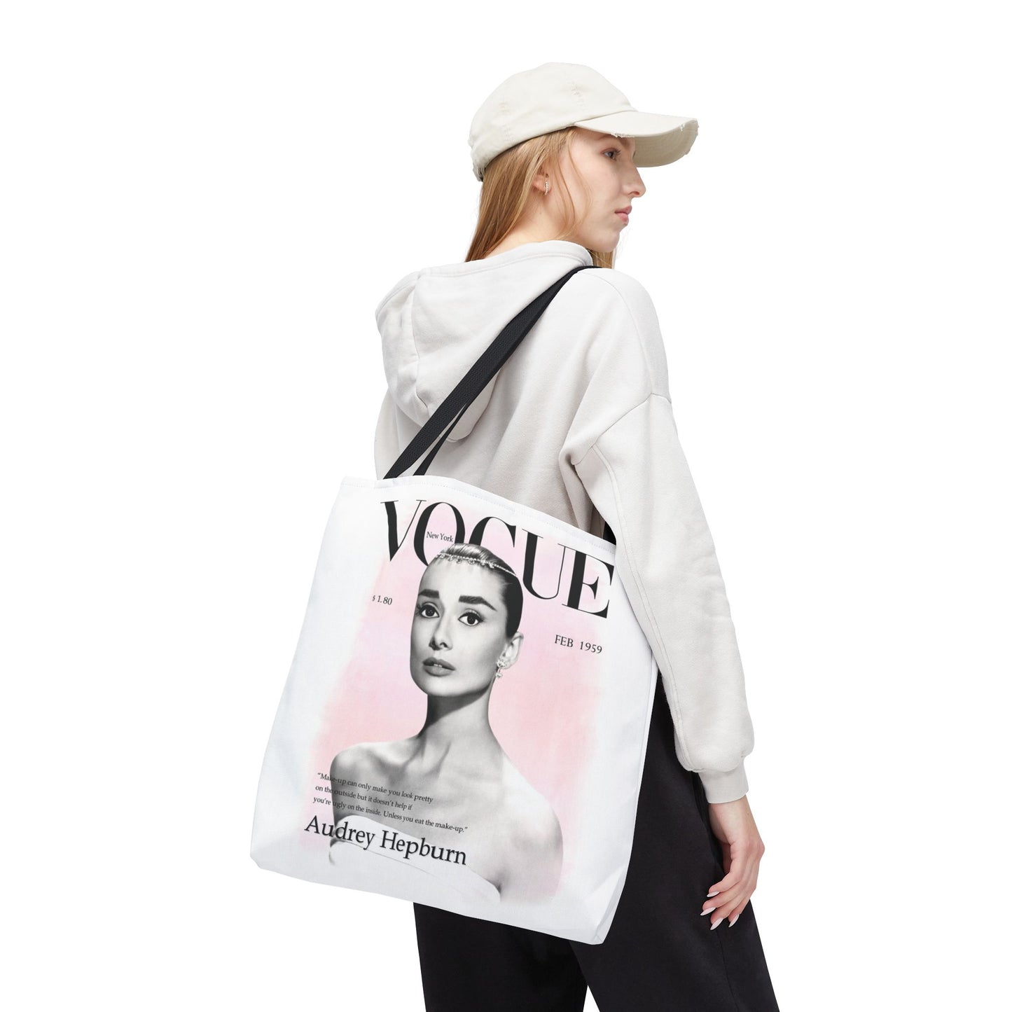 Audrey Hepburn Vogue Tote Bag - Fashion Canvas Tote Bag - Custom Designer Inspired Tote