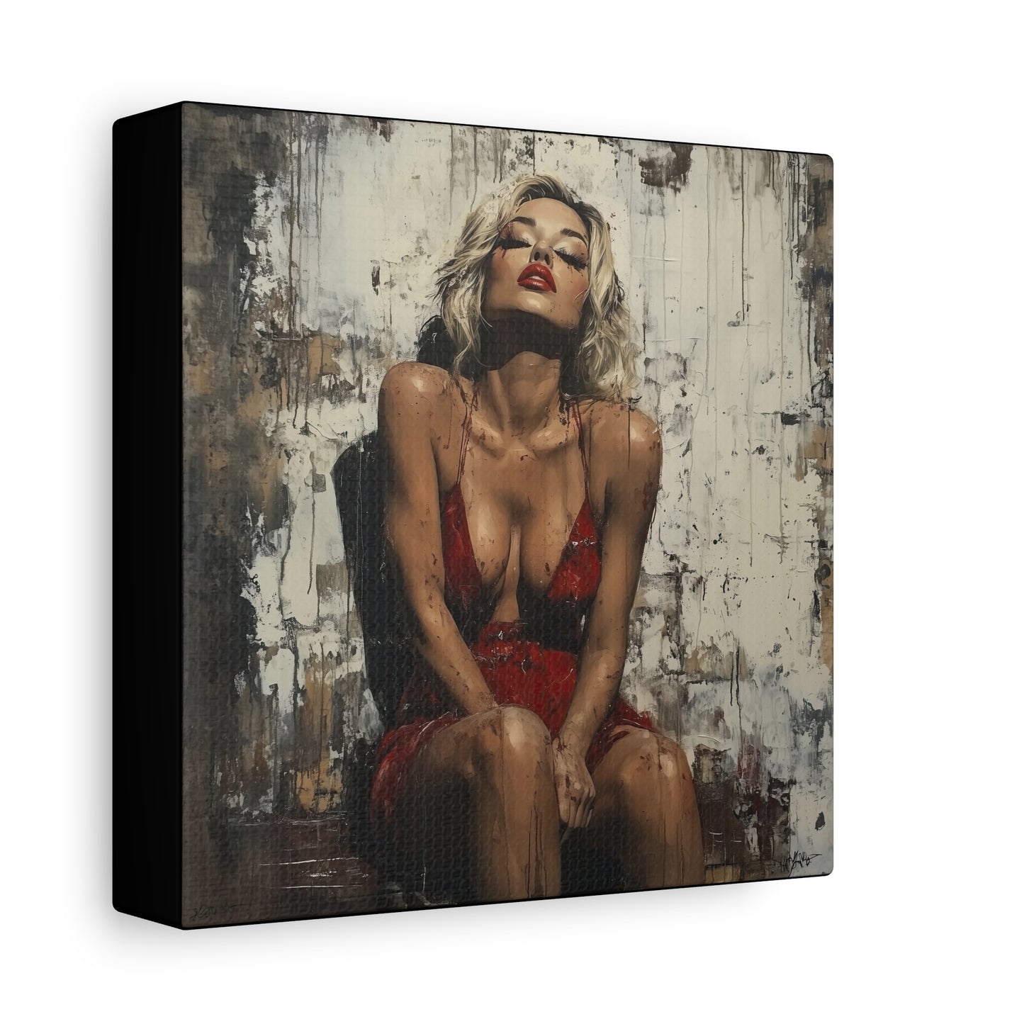 Gallery Wrapped Canvas, Guilt and Grit Adult Art Canvas, Erotic Pinup Art Canvas – Amara