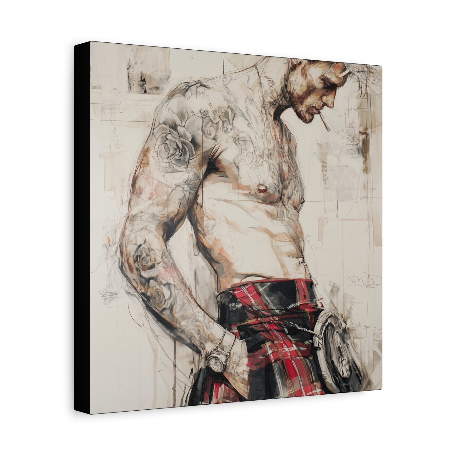 Gallery Wrapped Canvas, Kilts and Carnage Art Canvas, Erotic Pinup Art Canvas – Keir