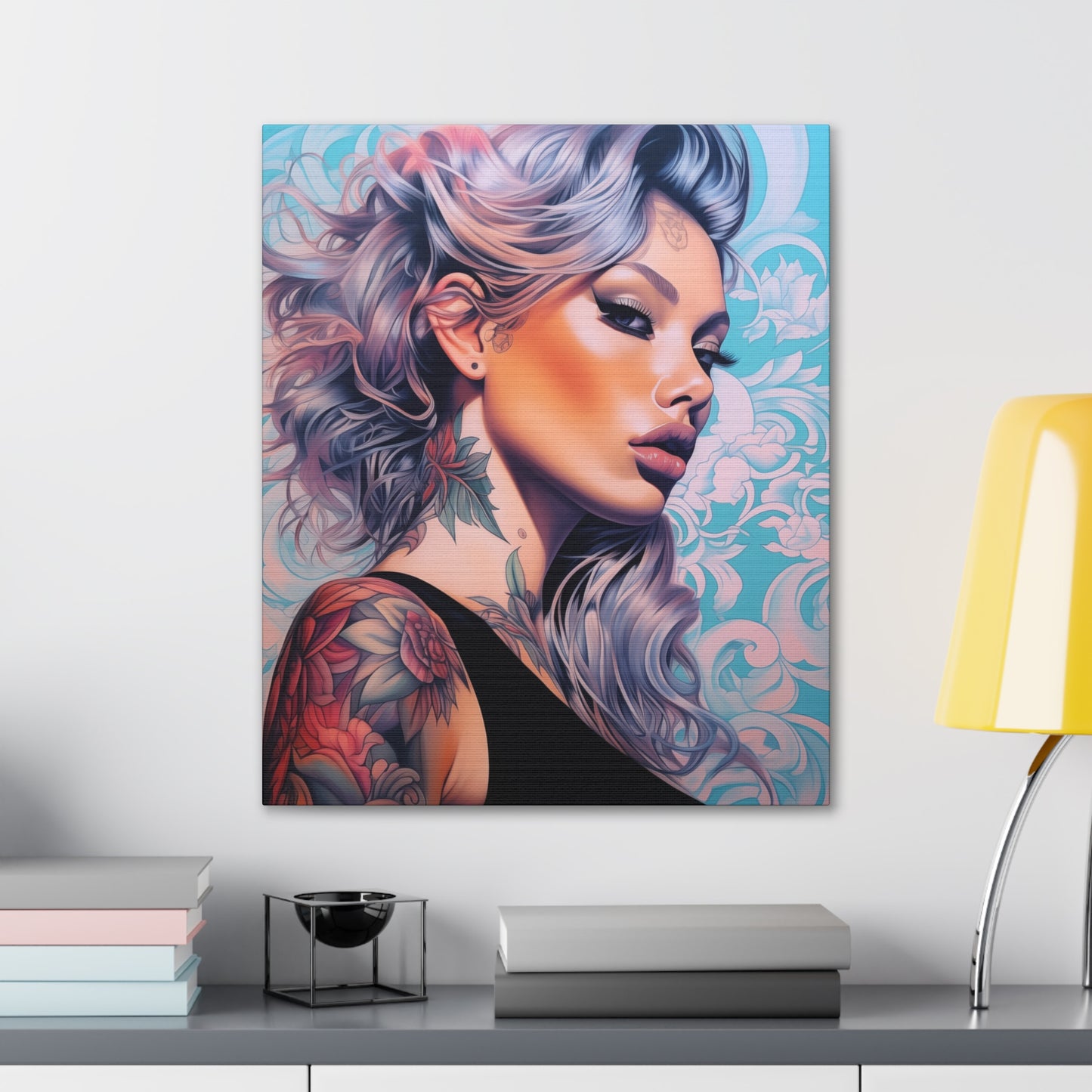 Gallery Wrapped Canvas, Edgy Tattooed Beauty, Urban Pop Art Canvas – Arabella