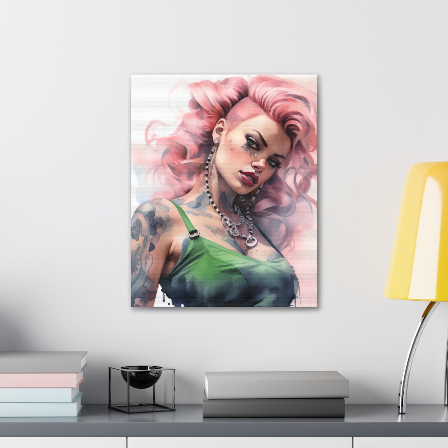 Gallery Wrapped Canvas, Edgy Tattooed Beauty, Urban Pop Art Canvas – Colette