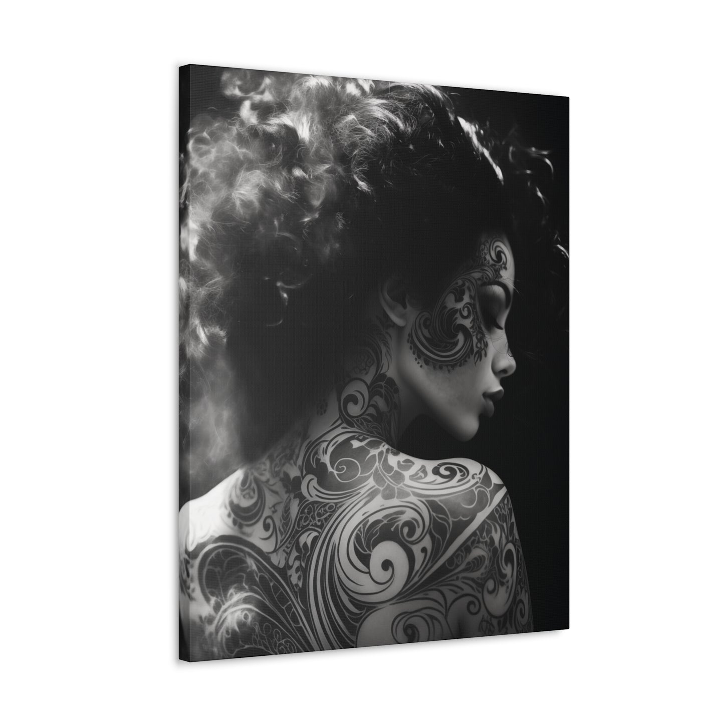 Canvas Gallery Wrap - Black and White Photography - Tattooed and Smoking Again