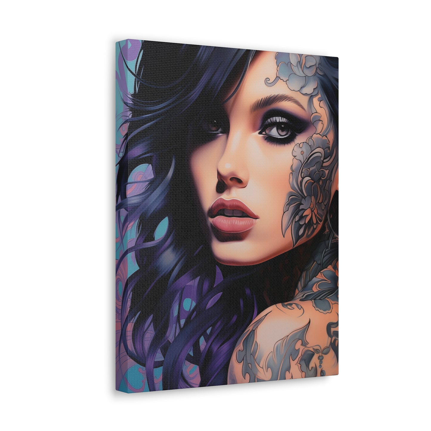 Gallery Wrapped Canvas, Edgy Tattooed Beauty, Urban Pop Art Canvas – Dominique