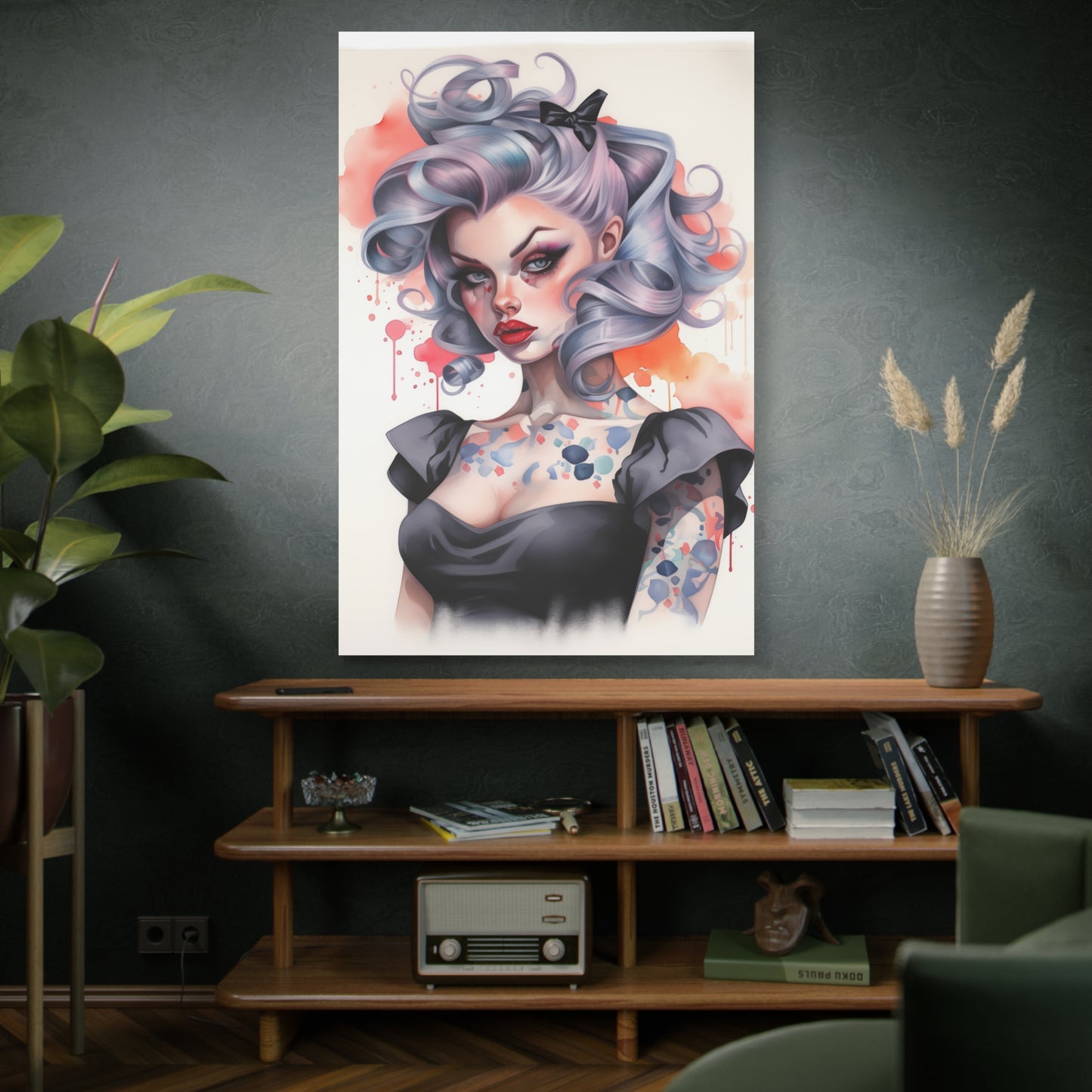 Gallery Wrapped Canvas, Edgy Tattooed Beauty, Urban Pop Art Canvas – Noelle