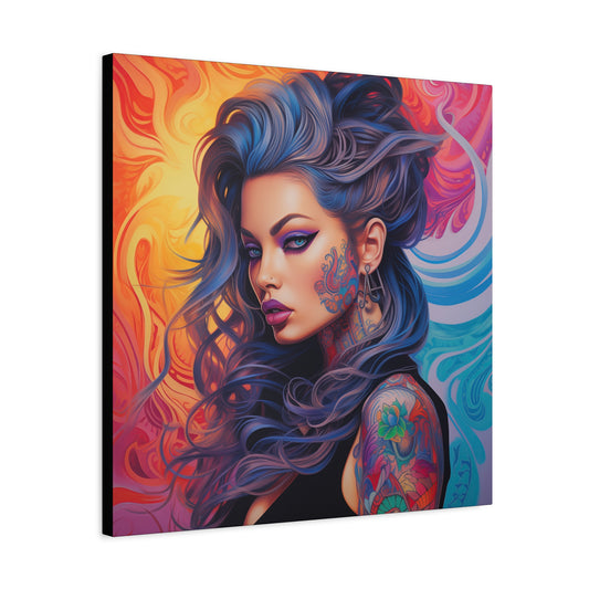 Gallery Wrapped Canvas, Edgy Tattooed Beauty, Urban Pop Art Canvas – Faye