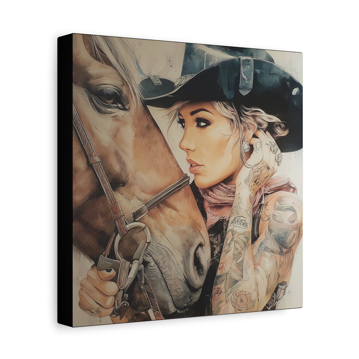 Gallery Wrapped Canvas, Wranglers and Wreckage Art Canvas, Erotic Pinup Art Canvas – Frankie