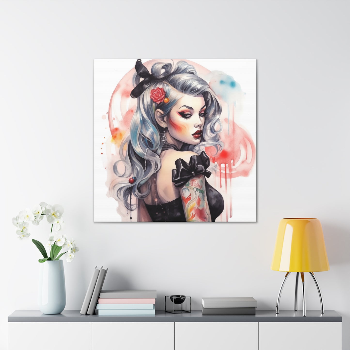 Gallery Wrapped Canvas, Edgy Tattooed Beauty, Urban Pop Art Canvas – Sabella