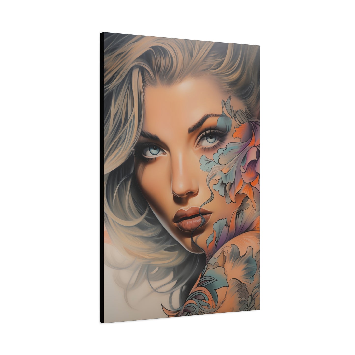 Gallery Wrapped Canvas, Edgy Tattooed Beauty, Urban Pop Art Canvas – Bella