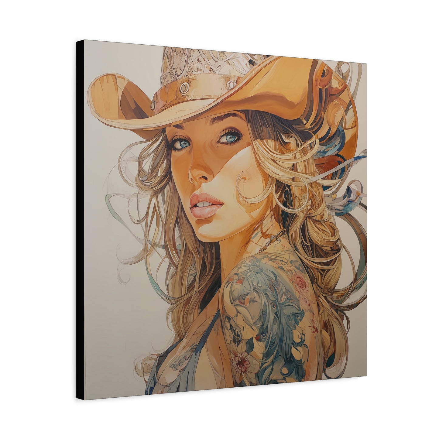 Gallery Wrapped Canvas, Wranglers and Wreckage Art Canvas, Erotic Pinup Art Canvas – Annie