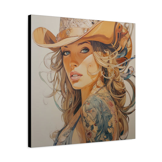 Gallery Wrapped Canvas, Wranglers and Wreckage Art Canvas, Erotic Pinup Art Canvas – Annie
