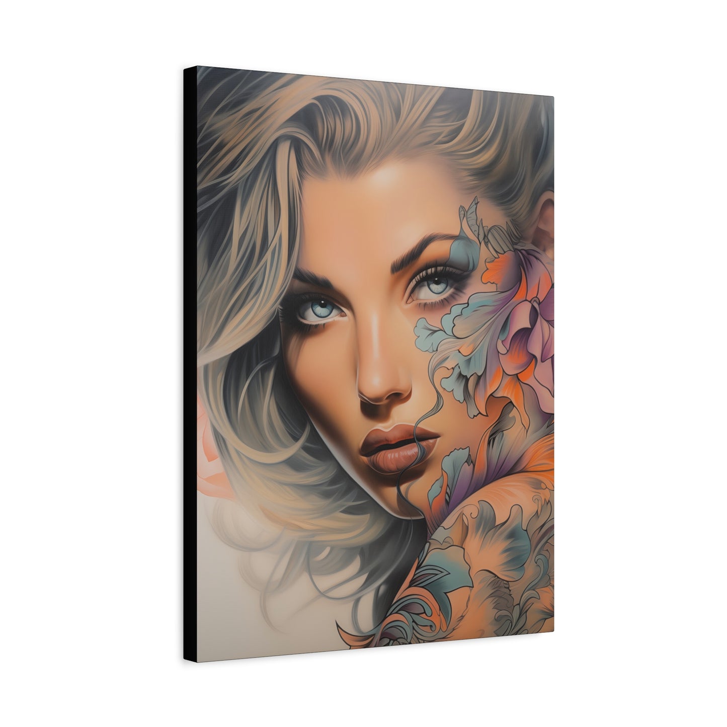 Gallery Wrapped Canvas, Edgy Tattooed Beauty, Urban Pop Art Canvas – Bella
