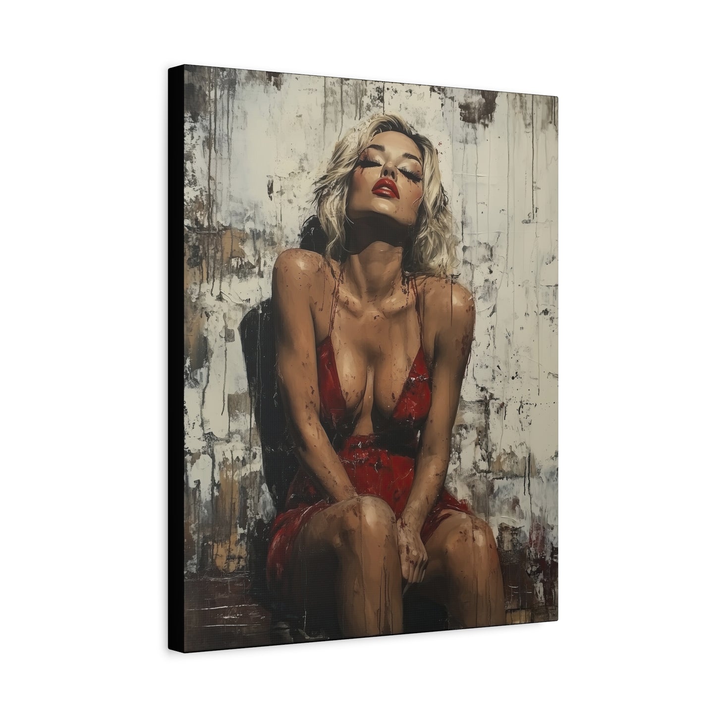 Gallery Wrapped Canvas, Guilt and Grit Adult Art Canvas, Erotic Pinup Art Canvas – Amara