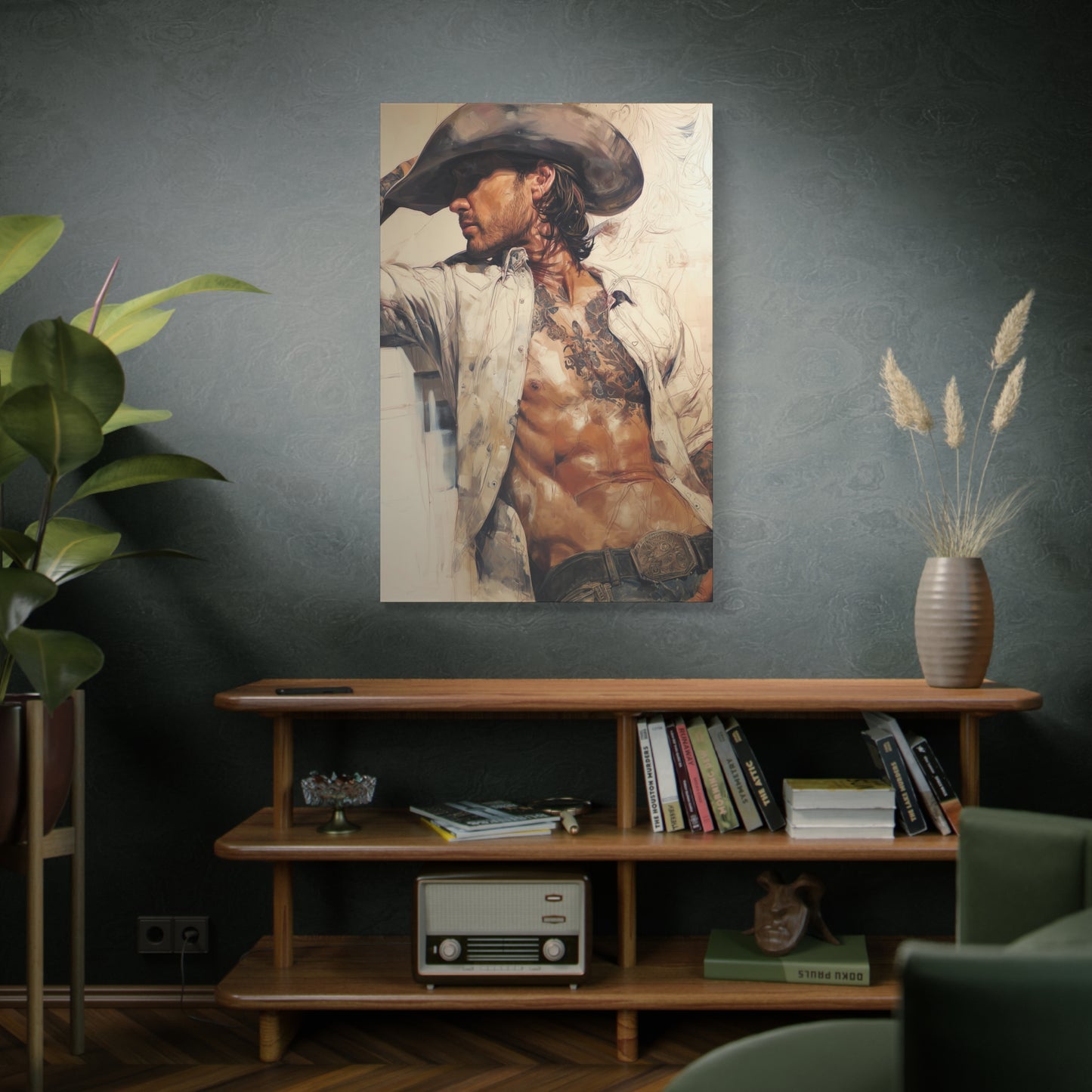 Gallery Wrapped Canvas, Wranglers and Wreckage Art Canvas, Erotic Pinup Art Canvas – Wyatt