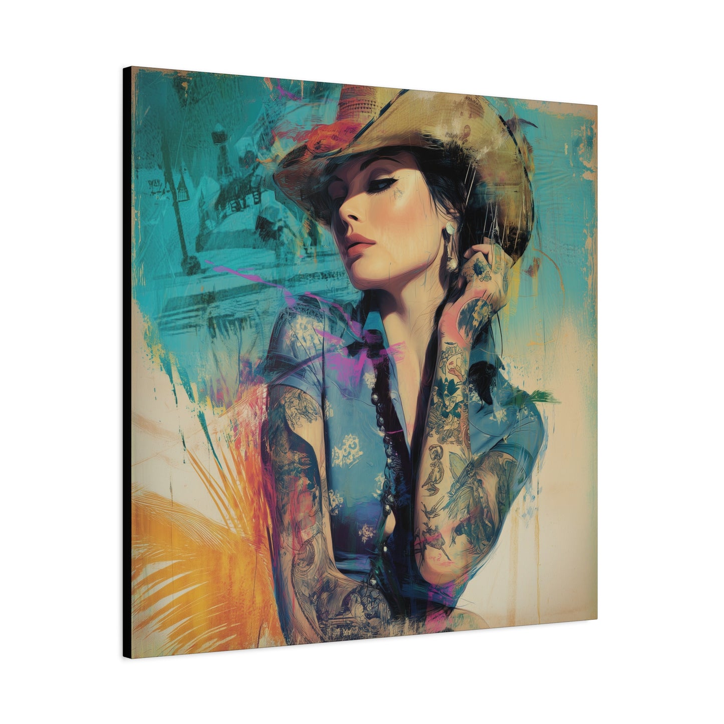 Gallery Wrapped Canvas, Wranglers and Wreckage Art Canvas, Erotic Pinup Art Canvas – Sierra