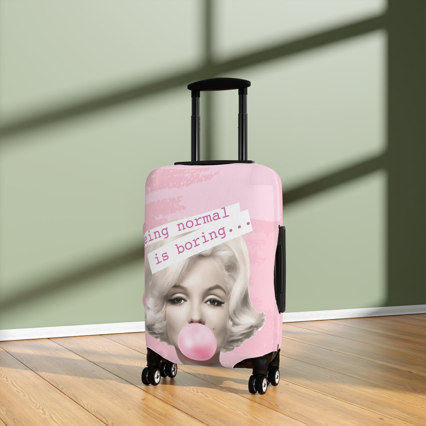 Marilyn Monroe Luggage Cover - Being Normal is Boring - Light Pink