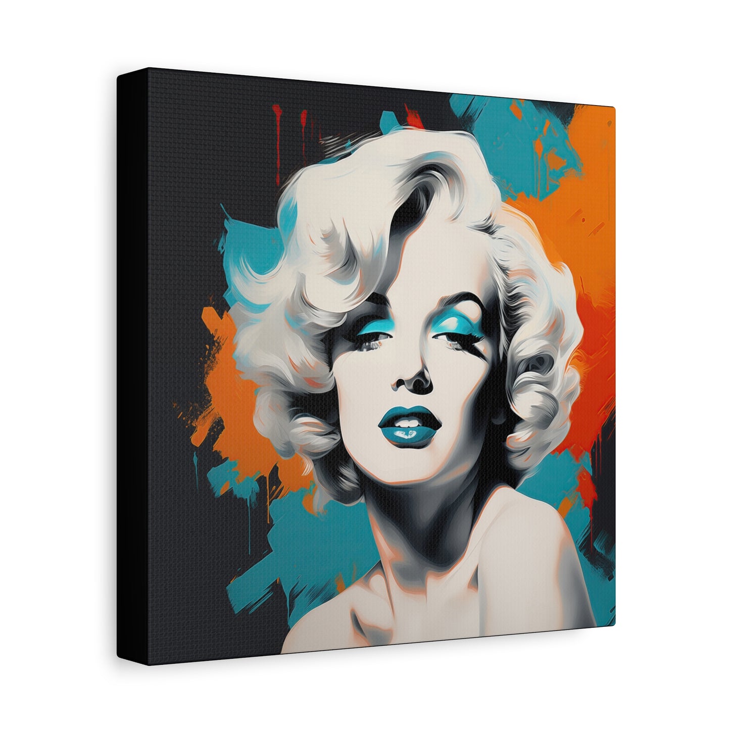 Canvas Wall Art, Gallery Wrapped Pop Art, Celebrity Wall Art – Marilyn Monroe - Orange and Teal