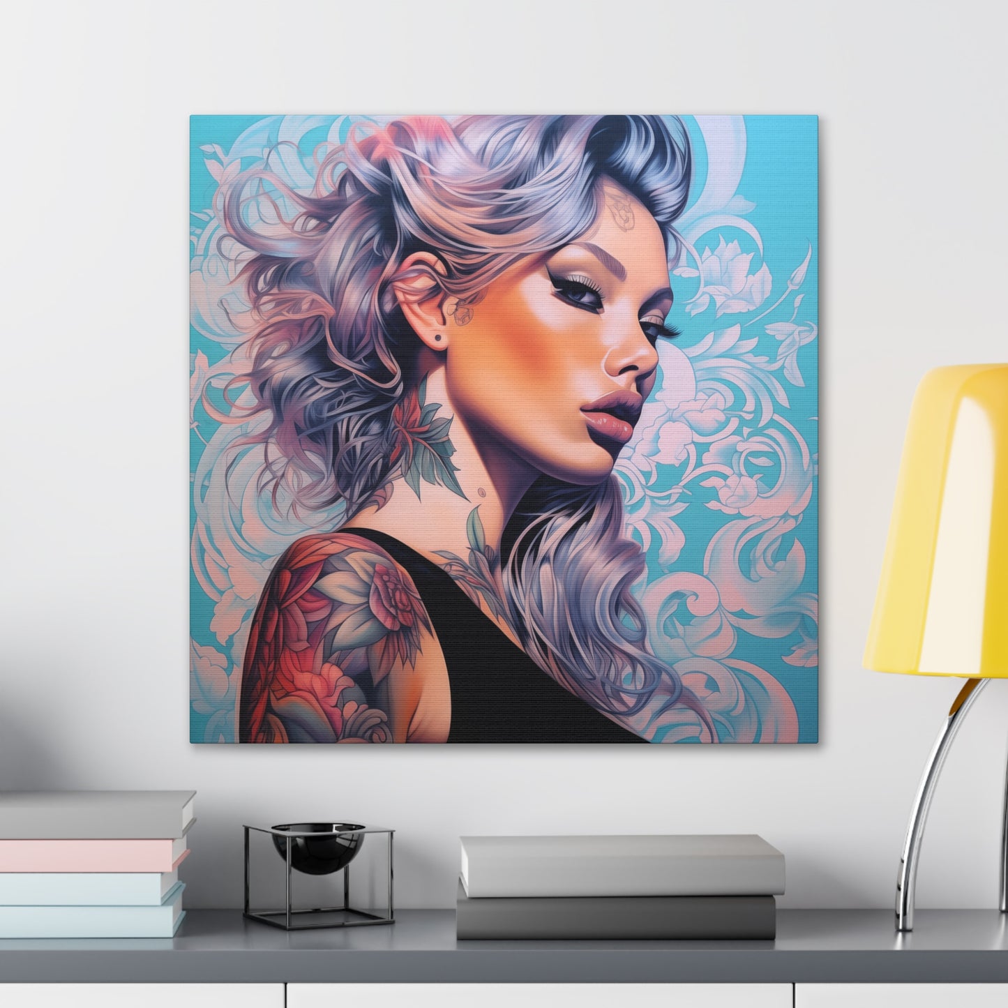 Gallery Wrapped Canvas, Edgy Tattooed Beauty, Urban Pop Art Canvas – Arabella