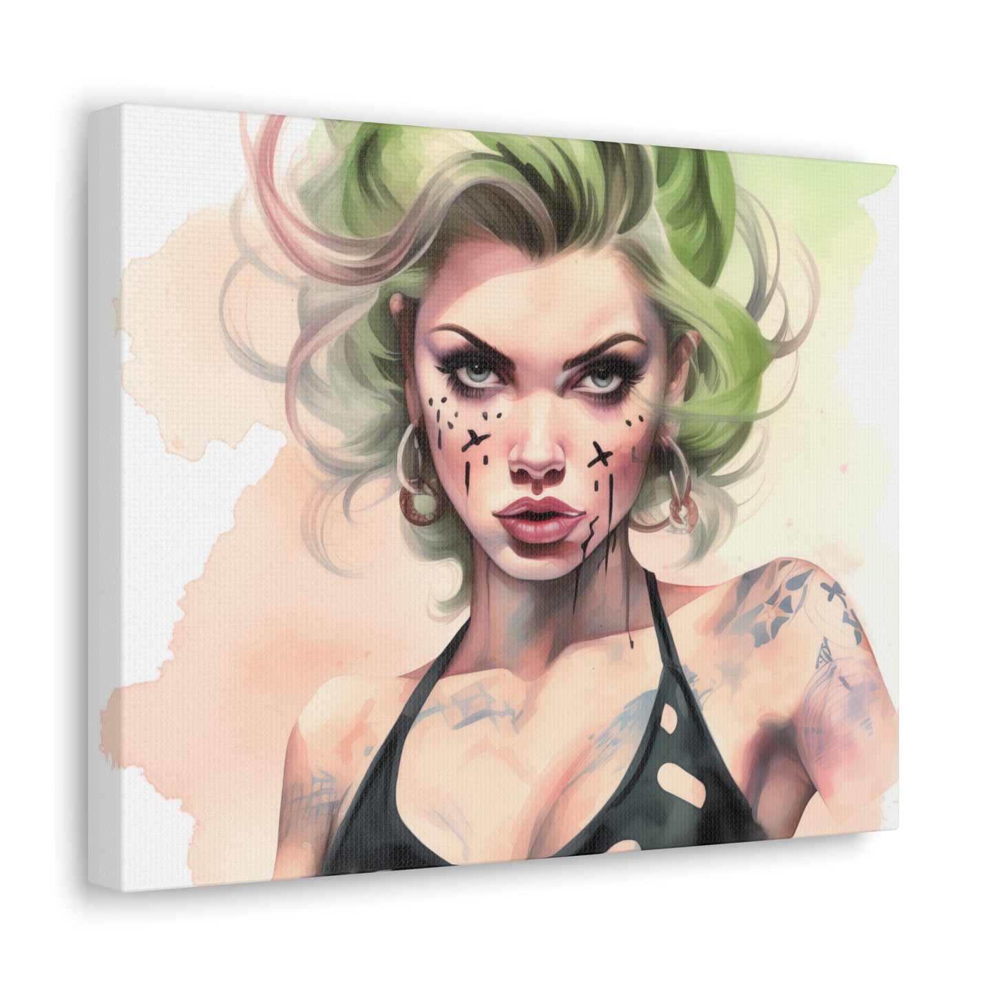 Gallery Wrapped Canvas, Edgy Tattooed Beauty, Urban Pop Art Canvas – Ivy