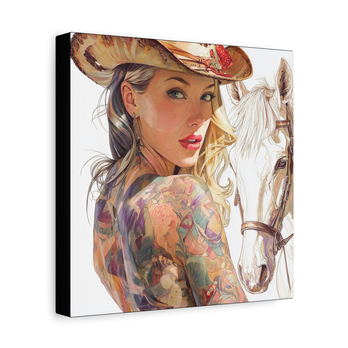 Gallery Wrapped Canvas, Wranglers and Wreckage Art Canvas, Erotic Pinup Art Canvas – Denver