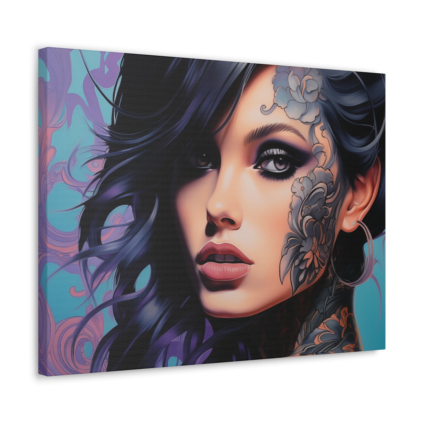 Gallery Wrapped Canvas, Edgy Tattooed Beauty, Urban Pop Art Canvas – Dominique